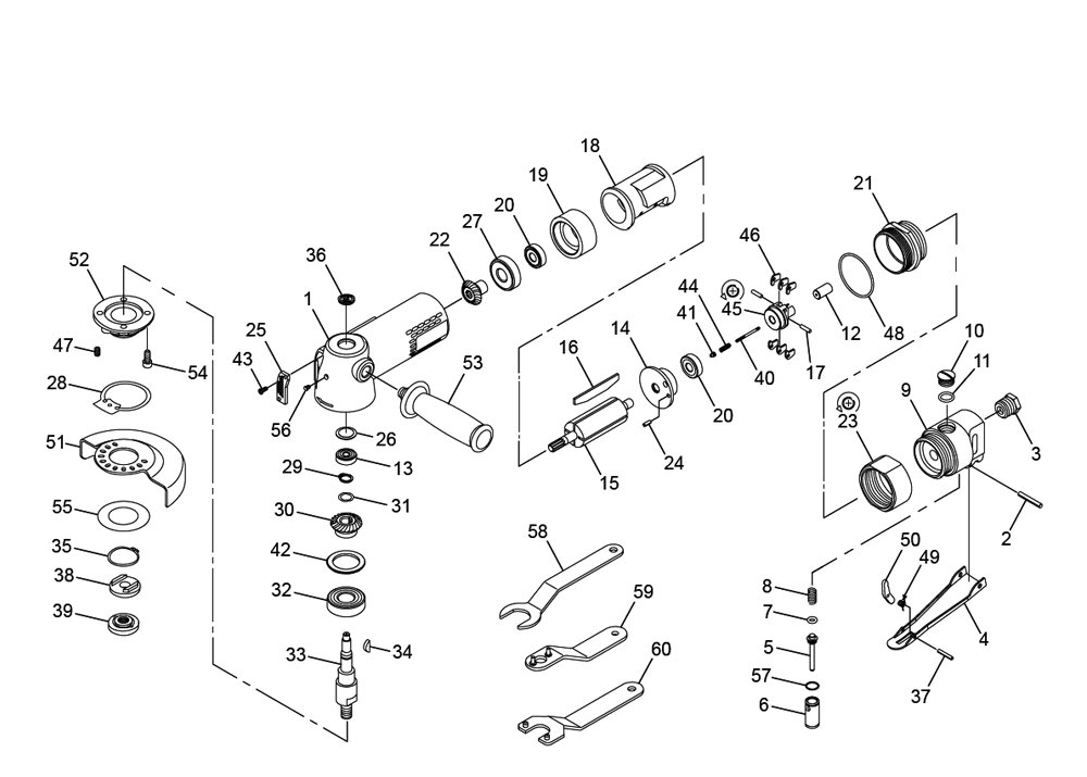 Figure 0 Diagram and Parts List for CP9122BR  Chicago Pneumatic Grinder
